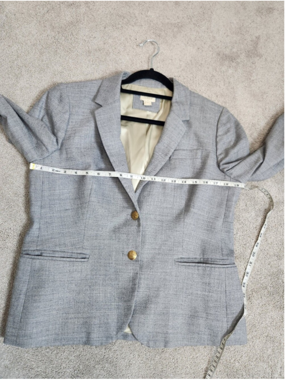 J Crew Lightweight Wool Blend Gray Two Button Blazer Size 12 Prep Preppy Office - Picture 8 of 16